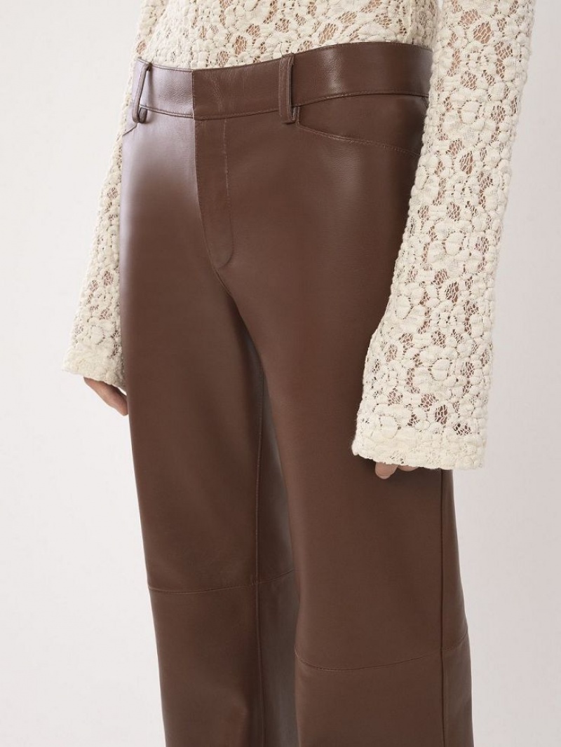 Chloe Low-waist Flare Pants Leather Kaffee | CHE-SR14118