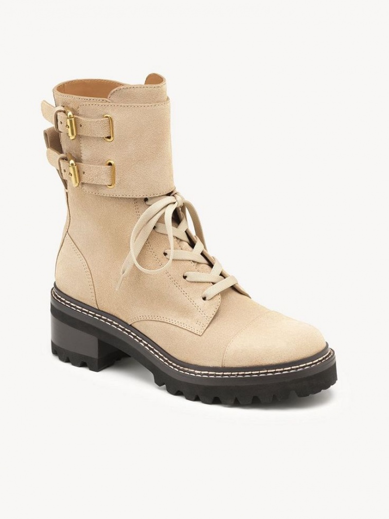 Chloe Mallory Biker Stiefel Beige | CHE-SR14887