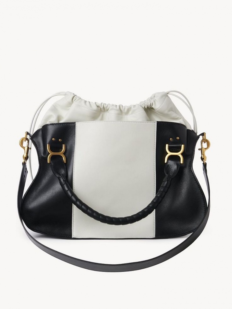 Chloe Marcie Large Double Carry Crossbody Taschen Schwarz Weiß | CHE-SR13469