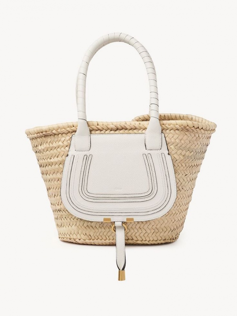 Chloe Medium Marcie Basket Tragetaschen Weiß | CHE-SR13291