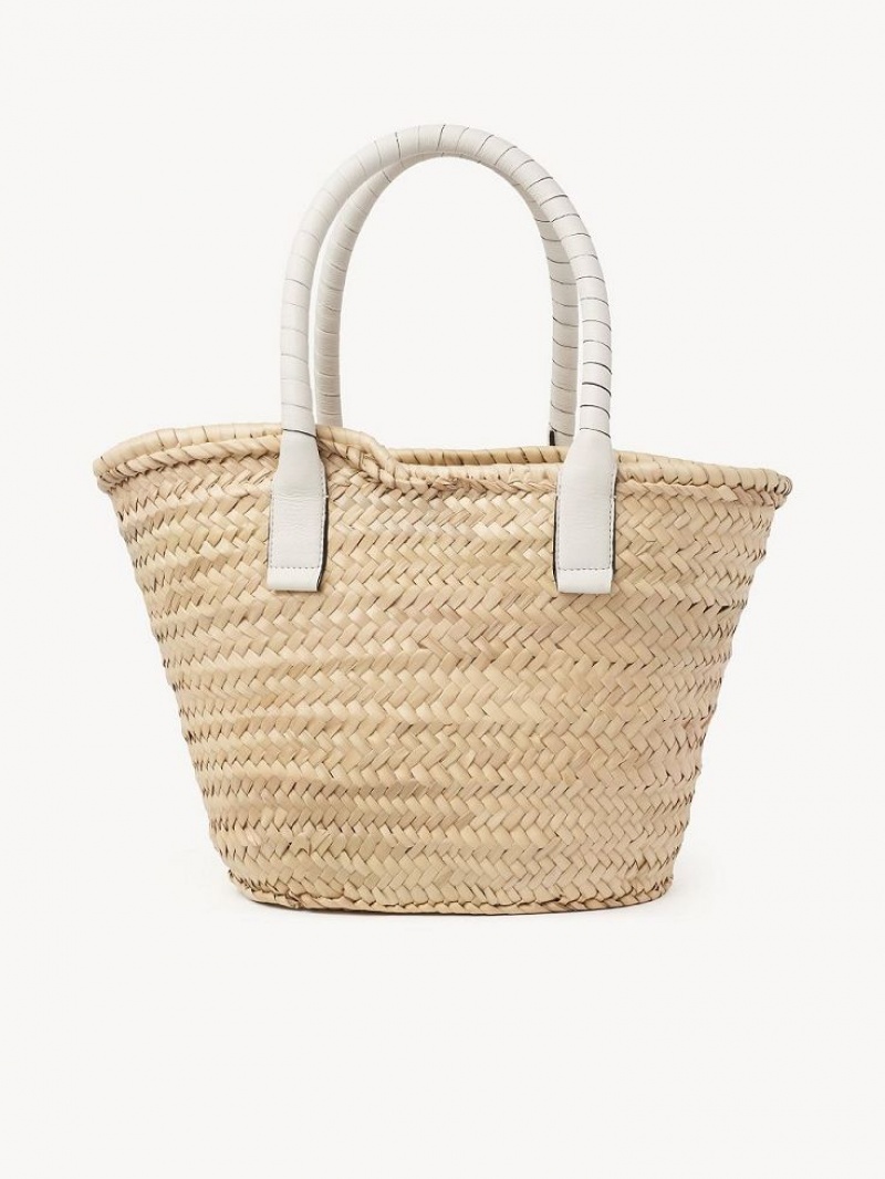 Chloe Medium Marcie Basket Tragetaschen Weiß | CHE-SR13291