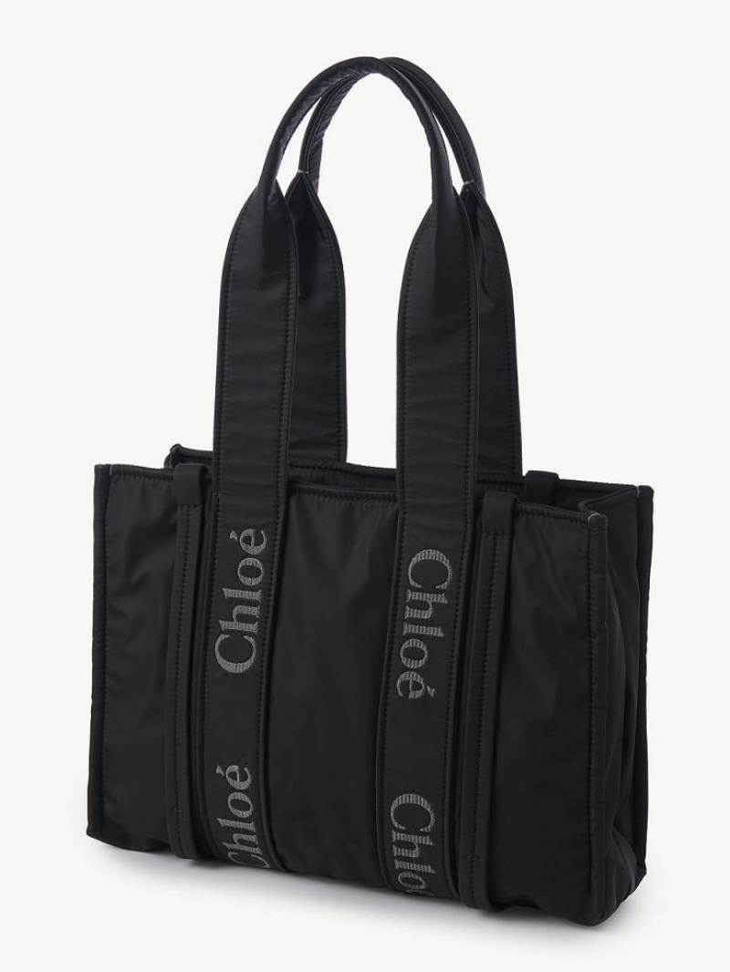 Chloe Medium Woody Schultertaschen Schwarz | CHE-SR13428