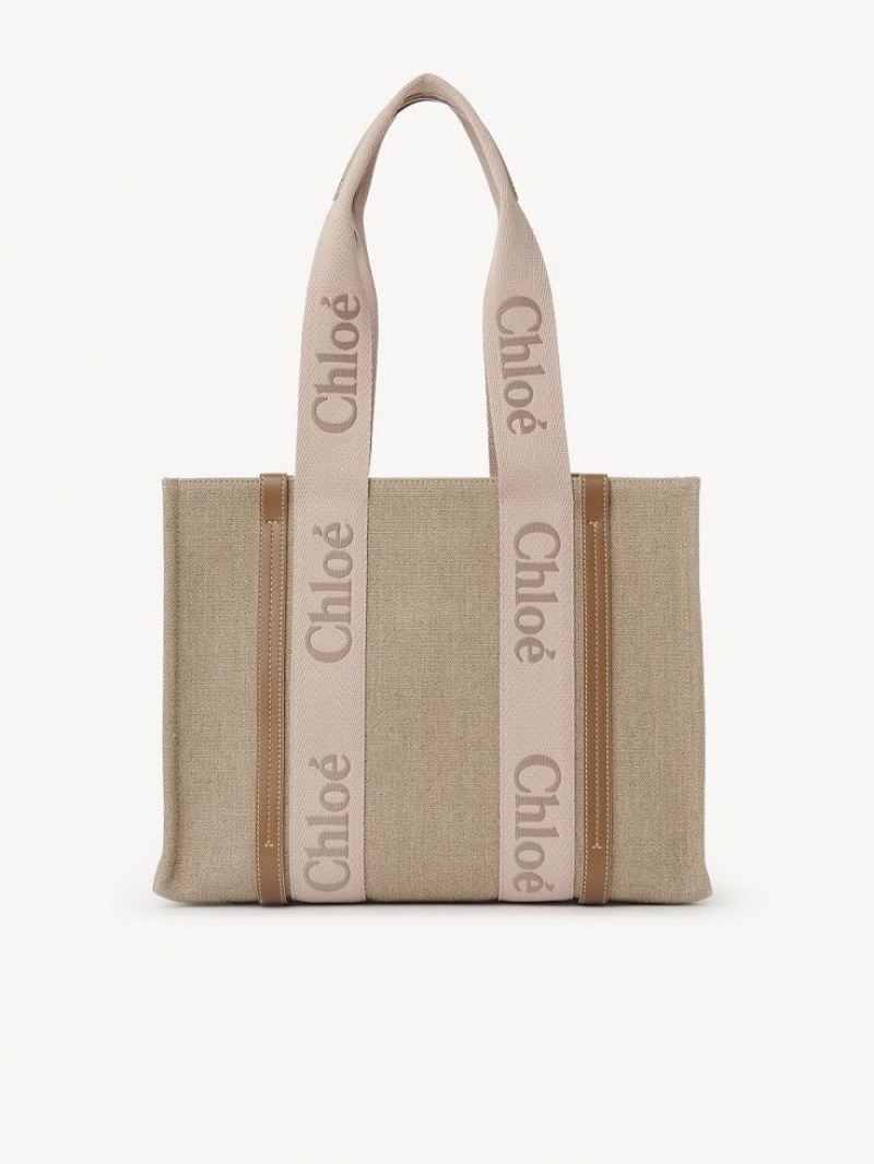 Chloe Medium Woody Tragetaschen Beige | CHE-SR13385