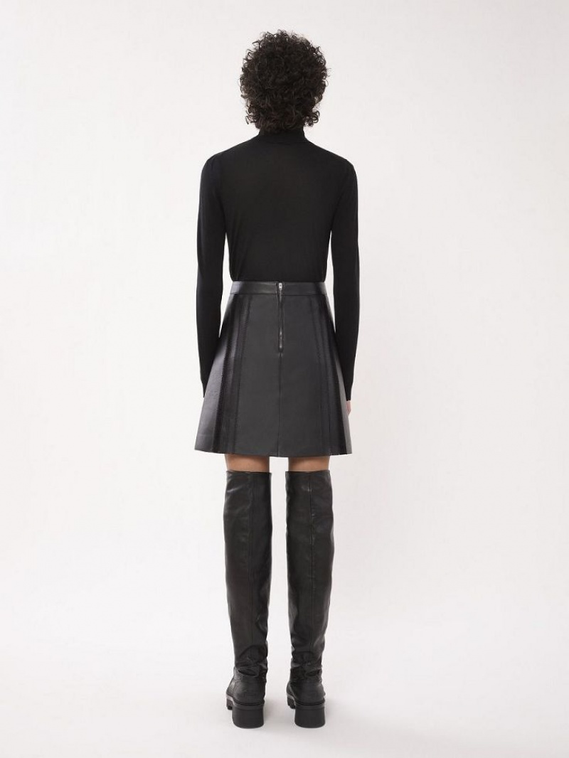 Chloe Mini Skirt Leather Schwarz | CHE-SR14120