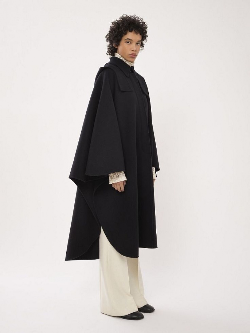 Chloe Mit Kapuze Cape Mäntel Schwarz | CHE-SR13820