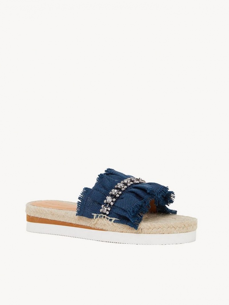 Chloe Mollie Espadrilles Flache Schuhe Tiefesblau | CHE-SR14807