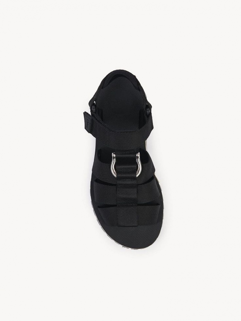 Chloe Nikie Active Flache Sandalen Schwarz | CHE-SR14169