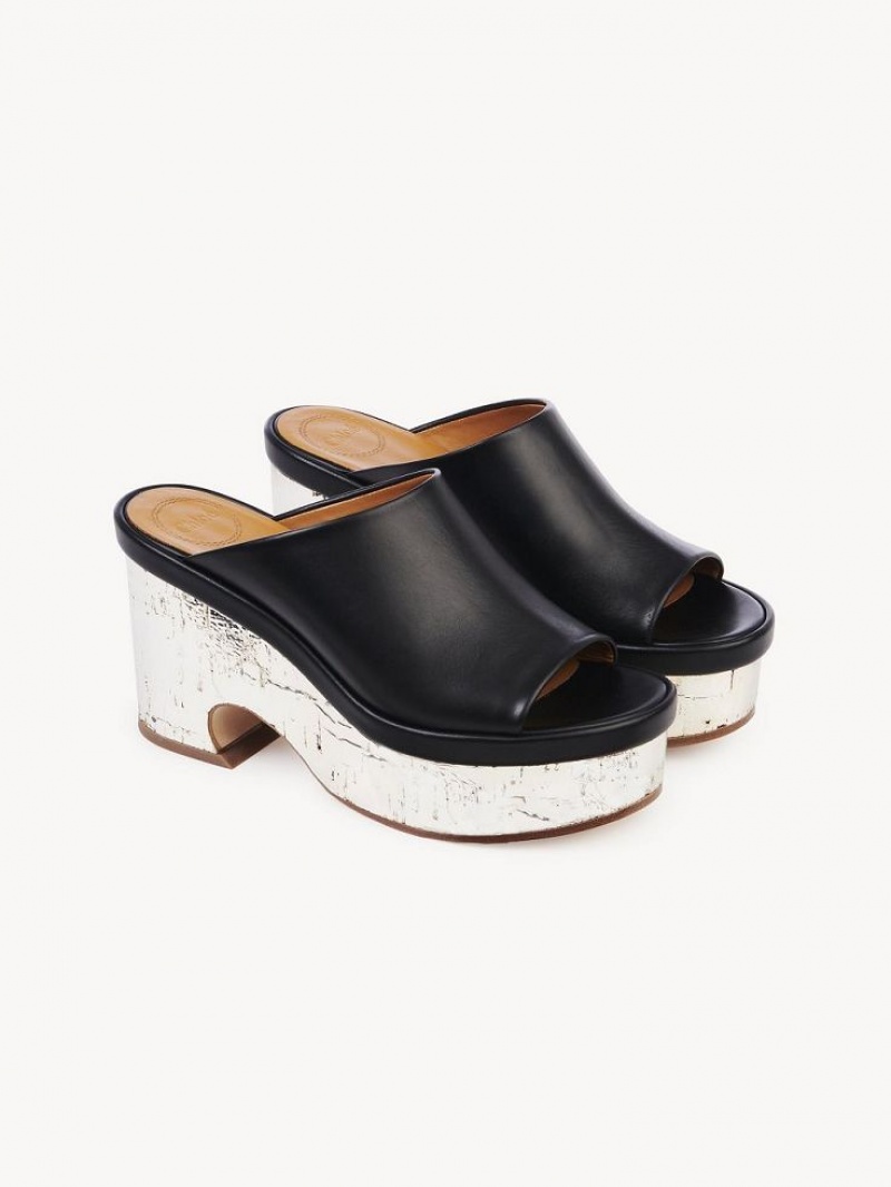 Chloe Oli Plattform Mule Schwarz | CHE-SR14156