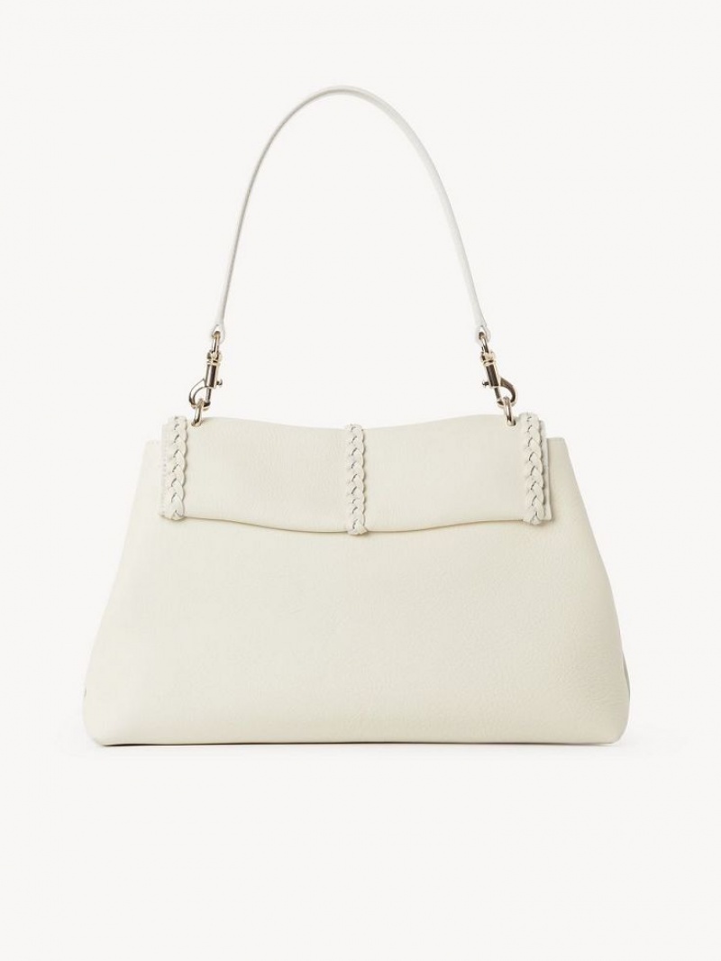 Chloe Penelope Medium Soft Schultertaschen Weiß | CHE-SR13426