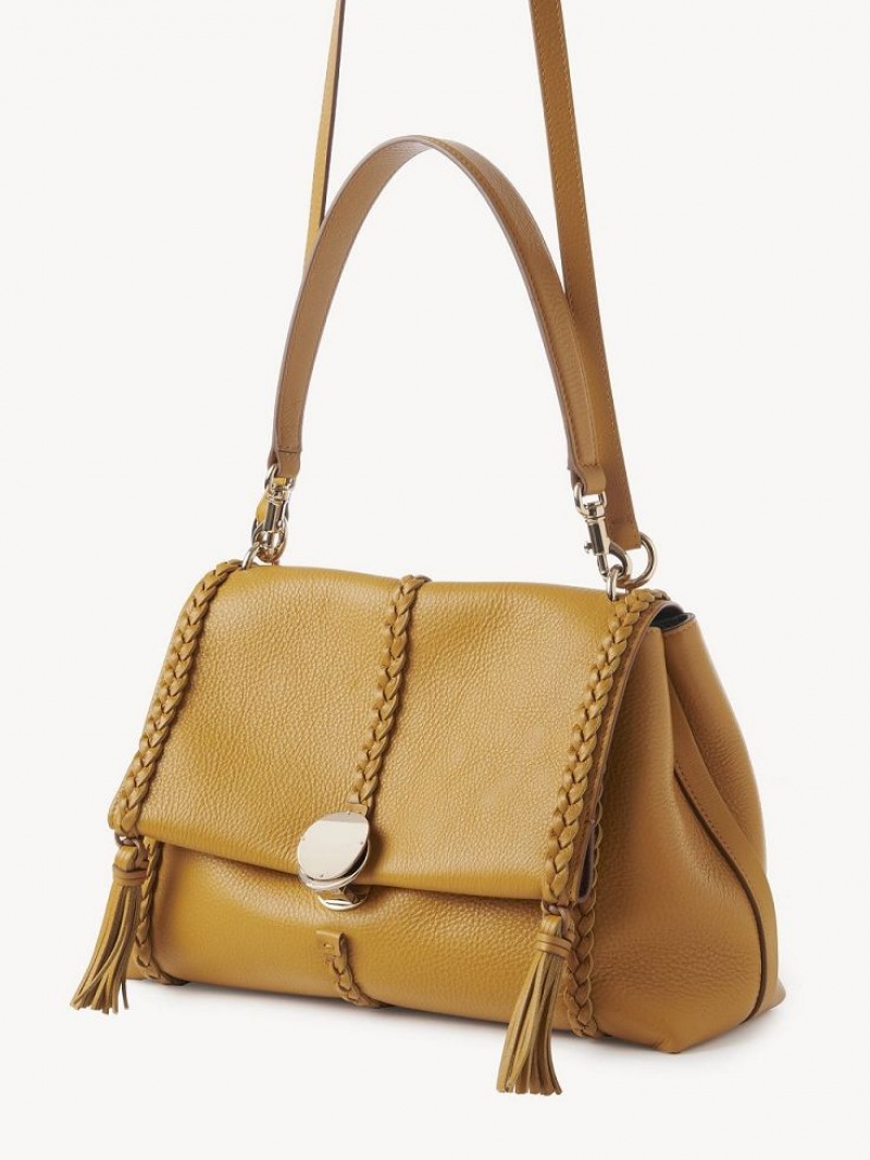 Chloe Penelope Medium Soft Schultertaschen Gold | CHE-SR13444