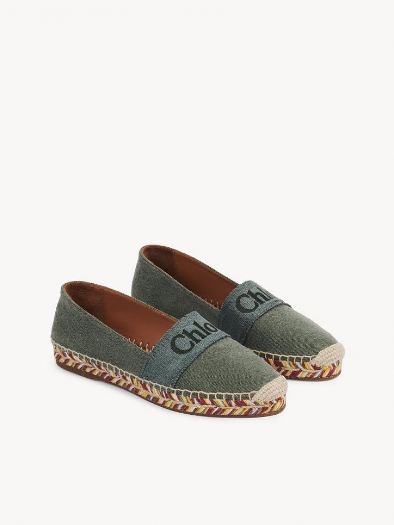 Chloe Piia Flache Espadrilles Grün | CHE-SR14143