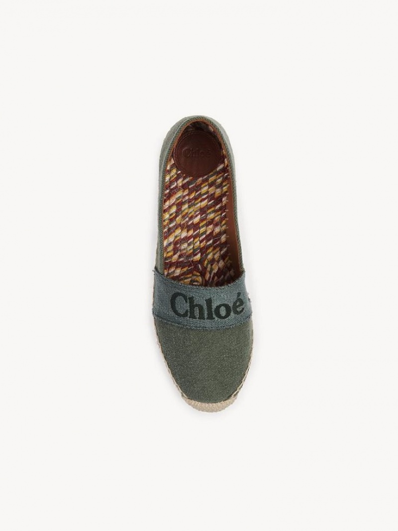 Chloe Piia Flache Espadrilles Grün | CHE-SR14143