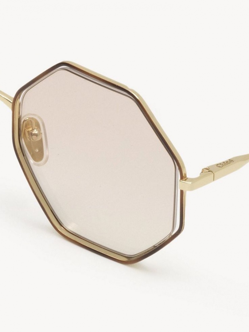 Chloe Poppy Petite Sonnenbrille Gold Beige | CHE-SR14546