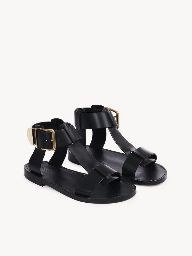 Chloe Rebecca Flache Sandalen Schwarz | CHE-SR14142