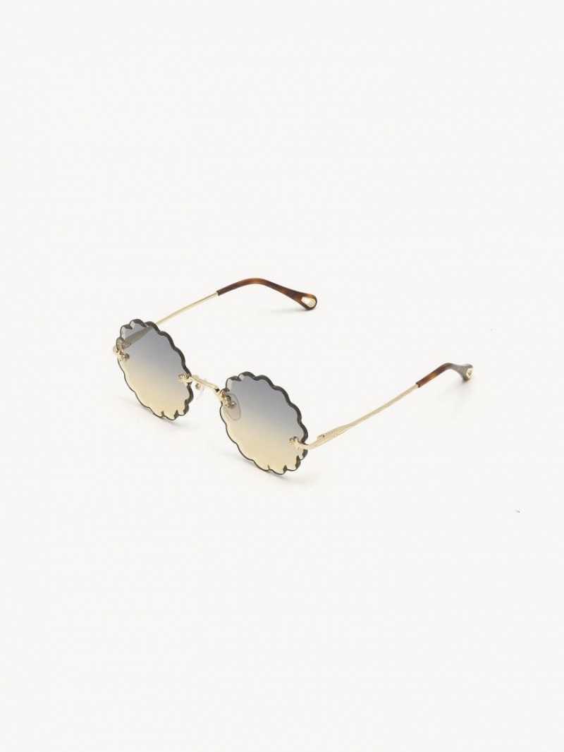 Chloe Rosie Petite Sonnenbrille Gold Grau Orange Gelb | CHE-SR14556