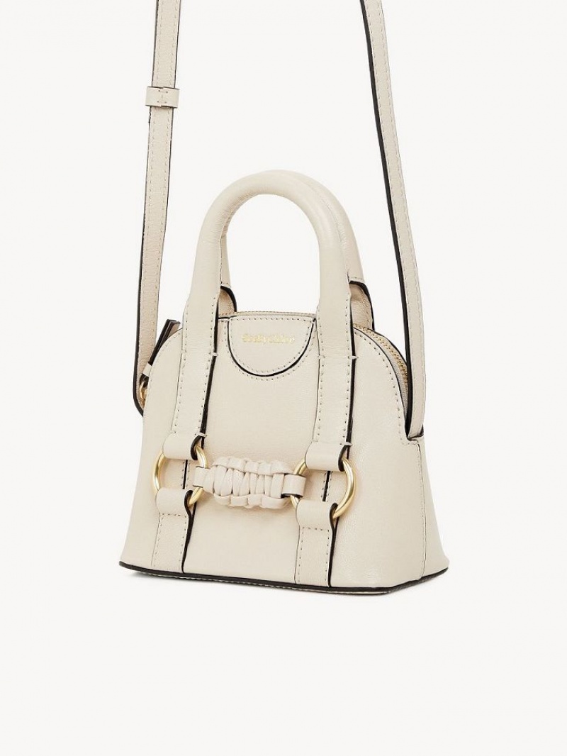 Chloe Saddie Micro Double Handle Schultertaschen Beige | CHE-SR14621