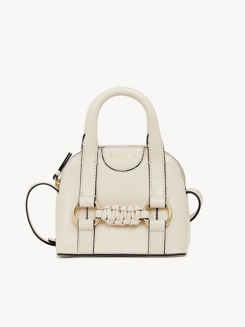 Chloe Saddie Micro Double Handle Schultertaschen Beige | CHE-SR14621