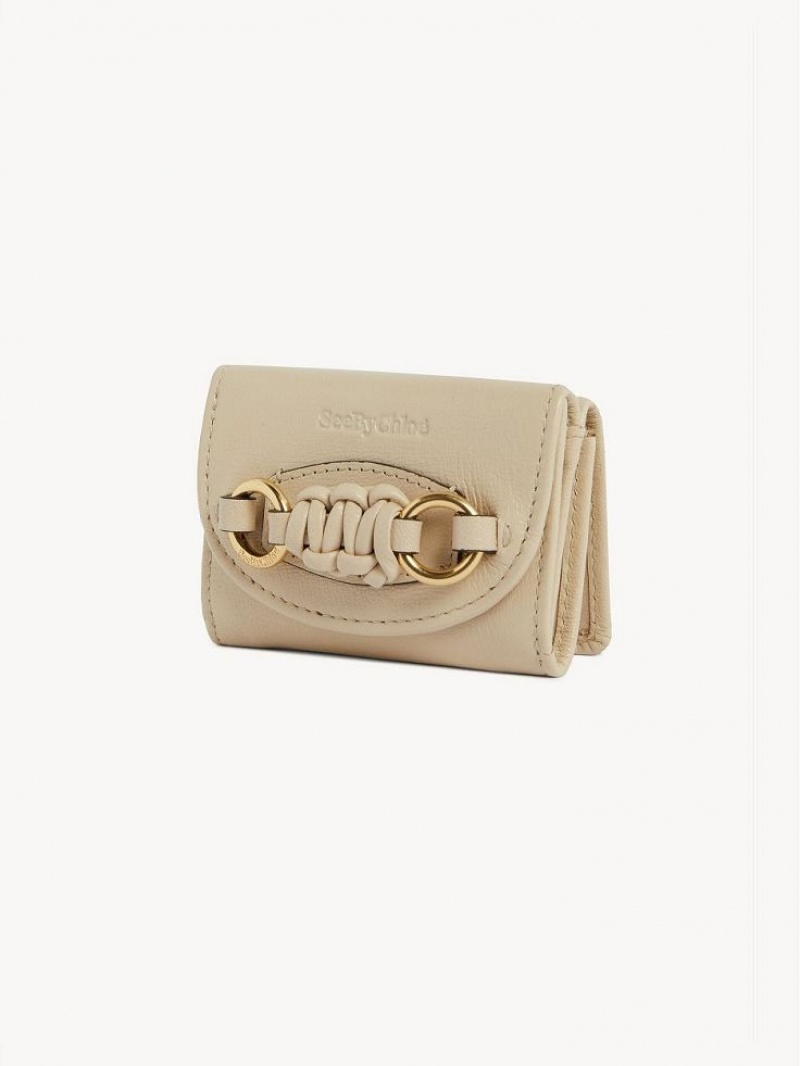 Chloe Saddie Mini Tri-fold Kleine Geldbörse Beige | CHE-SR14902