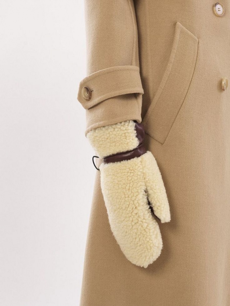 Chloe Shearling Mittens Hüte Beige Braun | CHE-SR14467