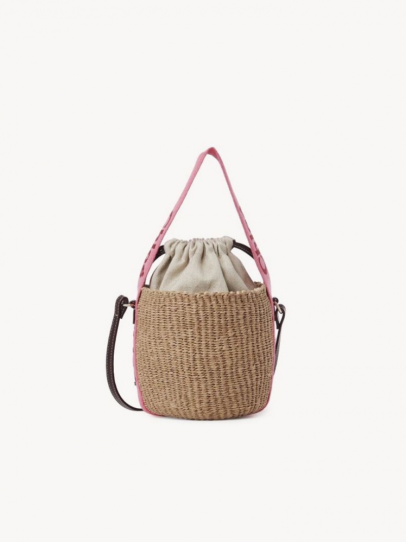 Chloe Small Woody Basket Crossbody Taschen Rosa Rot | CHE-SR13616