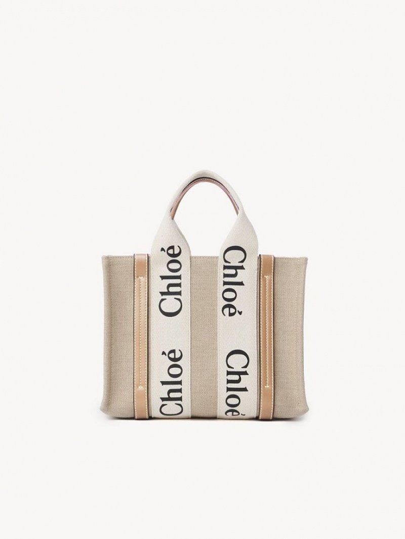 Chloe Small Woody Tote Mini Taschen Weiß Beige | CHE-SR13670