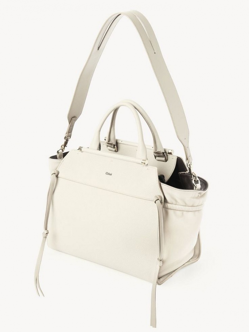 Chloe Steph Medium Double Carry Tragetaschen Weiß | CHE-SR13371