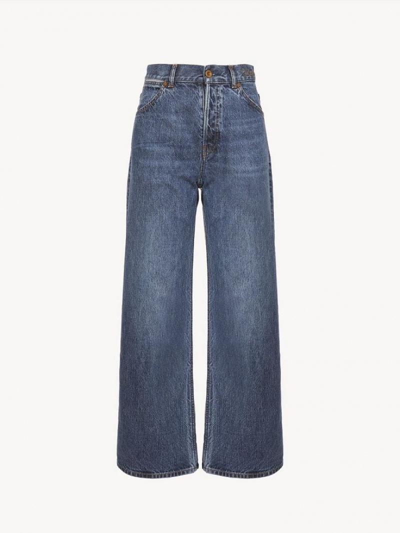 Chloe Weite Cropped Jeans Blau | CHE-SR13990