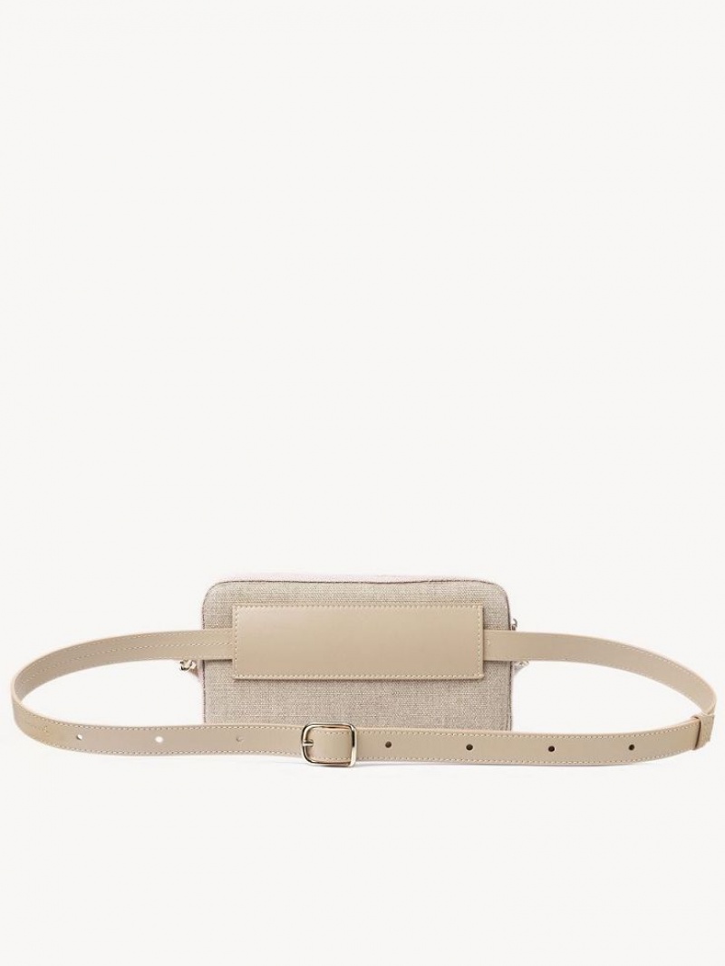 Chloe Woody Belt Crossbody Taschen Beige | CHE-SR13606