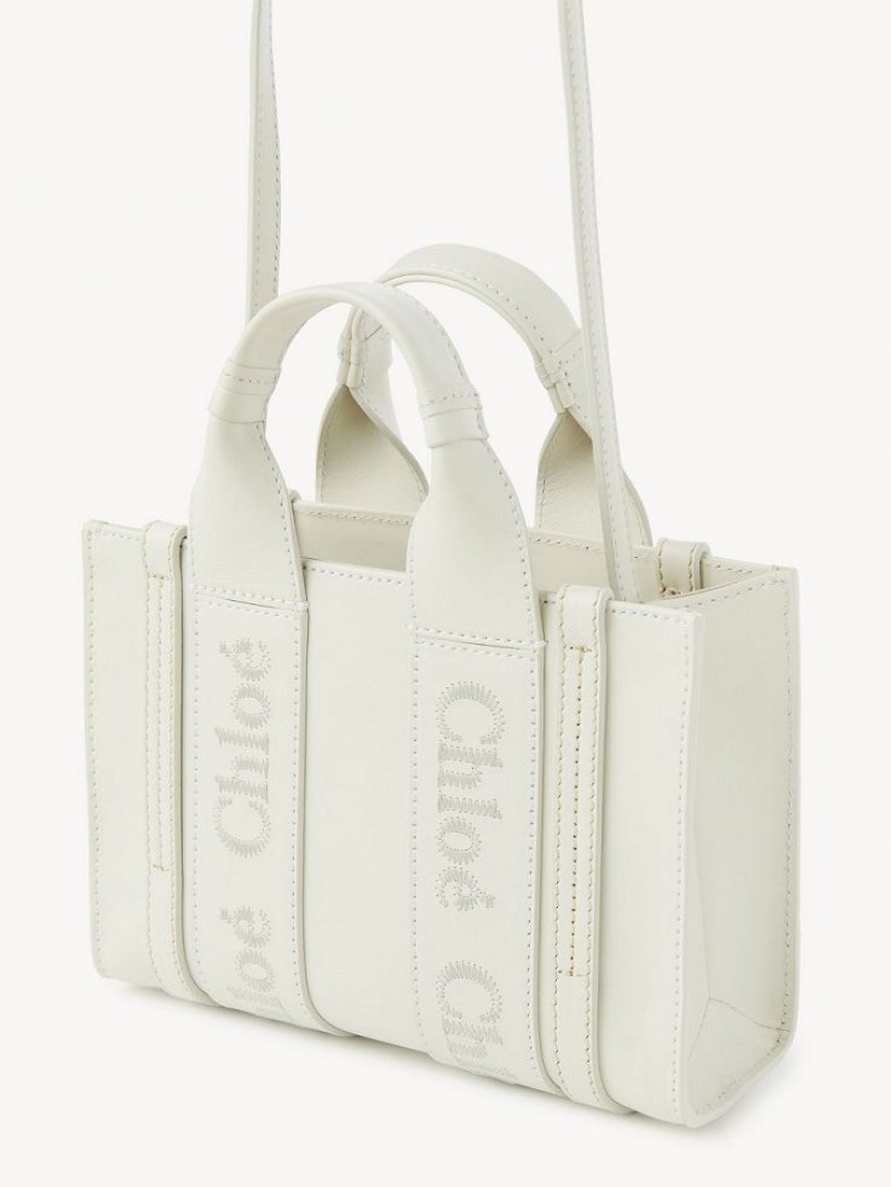 Chloe Woody Tote 1 Mini Taschen Weiß | CHE-SR13681