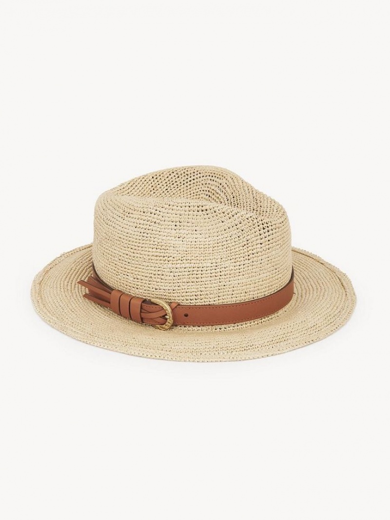 Chloe X Borsalino Straw Hüte Beige | CHE-SR14491